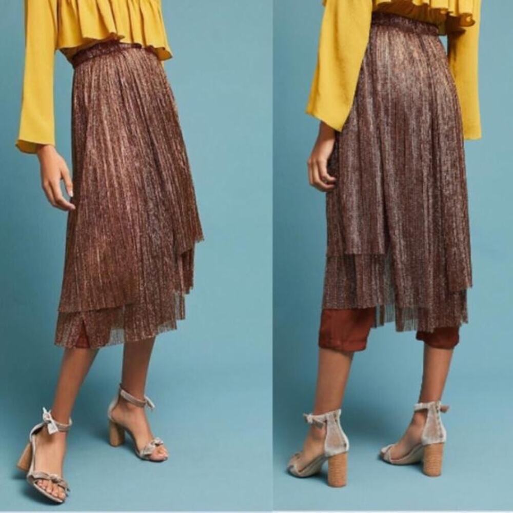 **SUMMER SALE** Anthropologie Maeve Metallic Skirted Pants